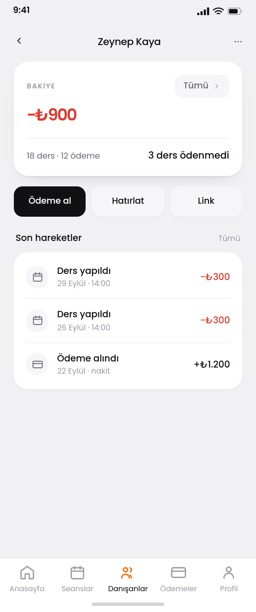 Bireby — Danışan defteri
